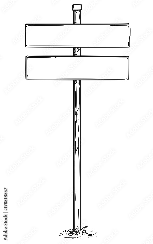 Obraz premium Empty Blank Sign Board Drawing
