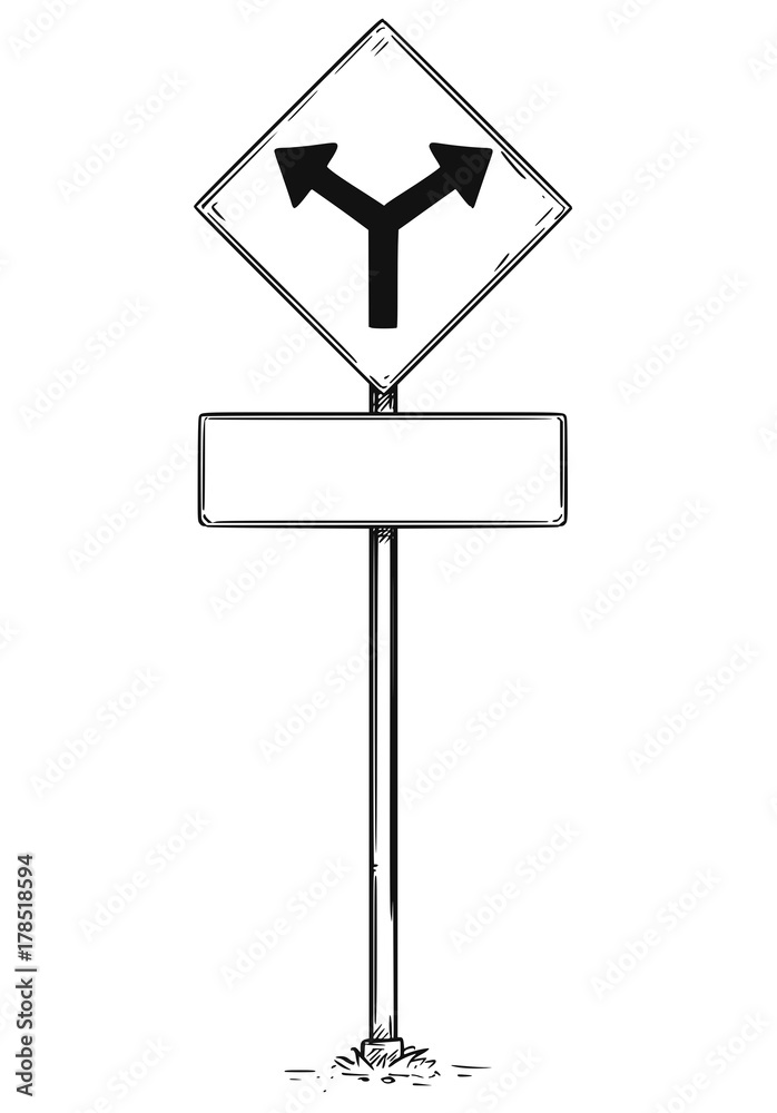 Drawing of Two Ways Arrow Traffic Sign Drawing of Two Ways Arrow Traffic Sign