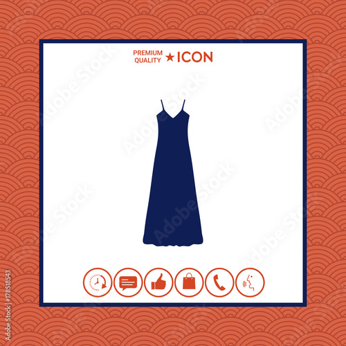 Long Dress, Evening dress, combination or nightie , the silhouette. Menu item in the web design