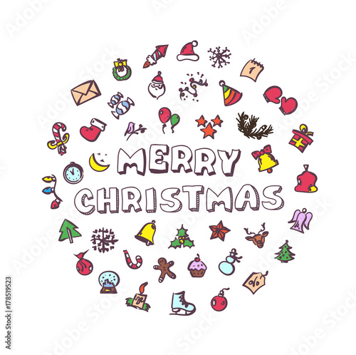 vector doodle christmas icons set
