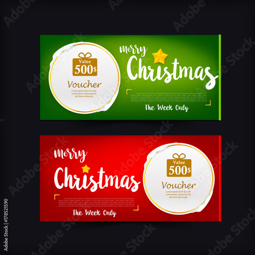 Collection of christmas gift voucher tag banner promotion sale and discount vector illustration 002