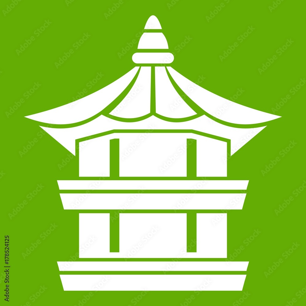 Traditional korean pagoda icon green Traditional korean pagoda icon green