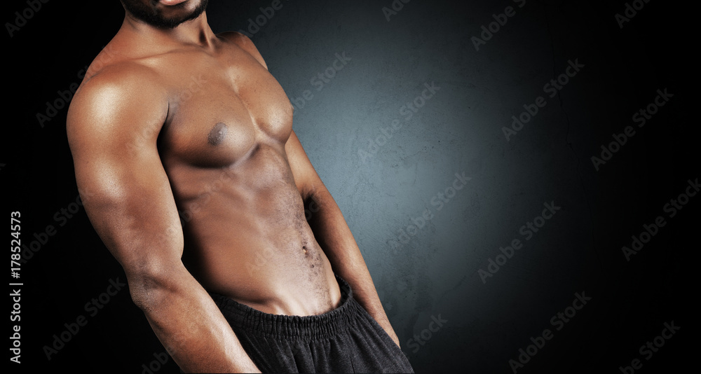 Close-up photo of afro american musculary young man Close-up photo of afro american musculary young man
