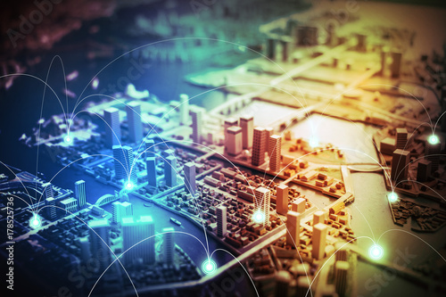 Fototapeta Naklejka Na Ścianę i Meble -  Smart city and Internet of Things concept.