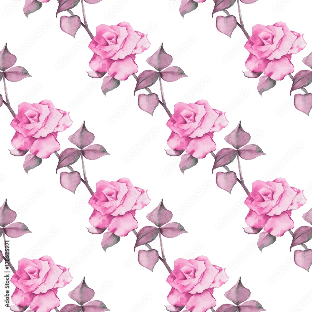 Naklejka premium Floral seamless pattern. Watercolor background with roses 11