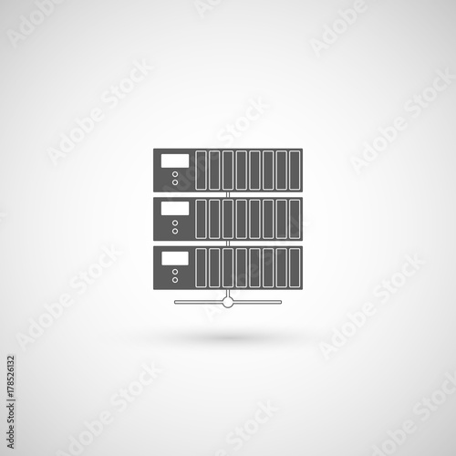 Computer Server icon, flat design. Vector illustration.