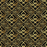 Seamless pattern in Art Deco style. Black and golden tilework. Geometric tiles. Luxury background