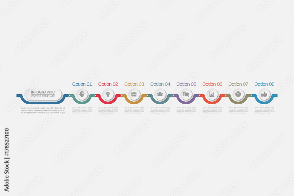 Vector infographic template for diagram, graph, presentation, chart, business concept with 8 options.