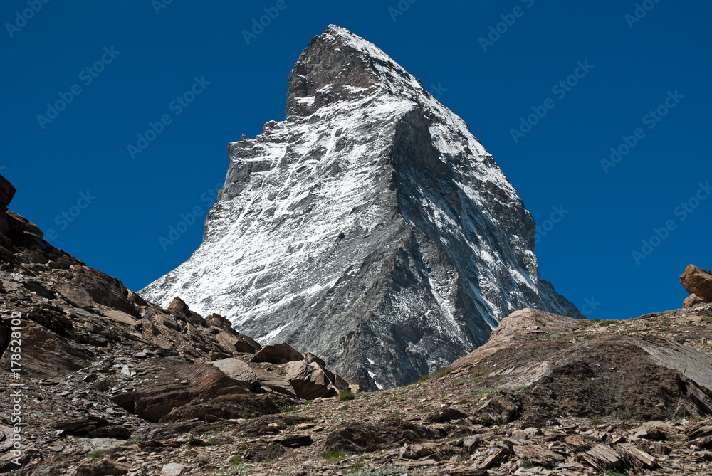 The Matterhorn / Cervino the famous mountain in Swiss Alps. View of the