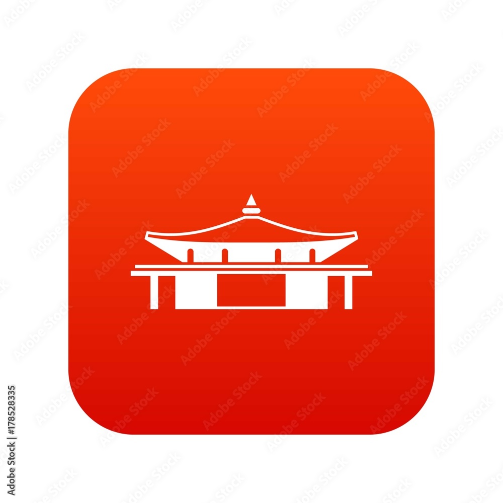 Temple icon digital red Temple icon digital red
