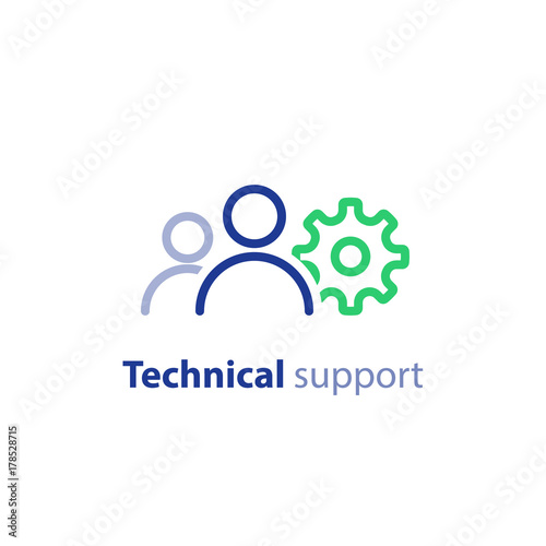 IT support, tech professional, system maintenance concept, teem work, vector icon