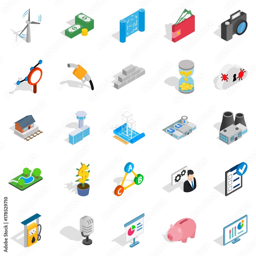 Progress of the people icons set, isometric style Progress of the people icons set, isometric style