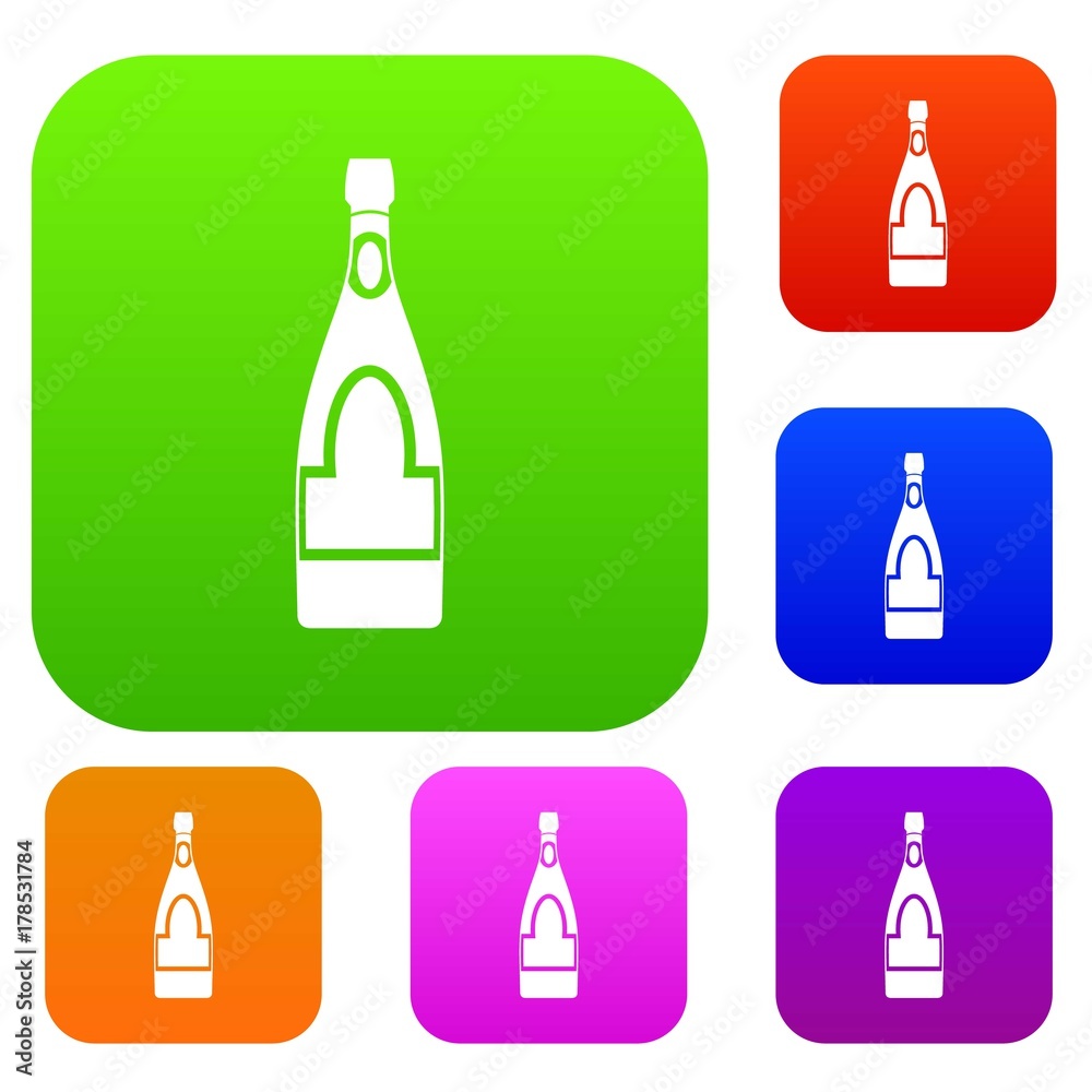 Champagne bottle set color collection