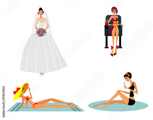 Modern girls in different situations