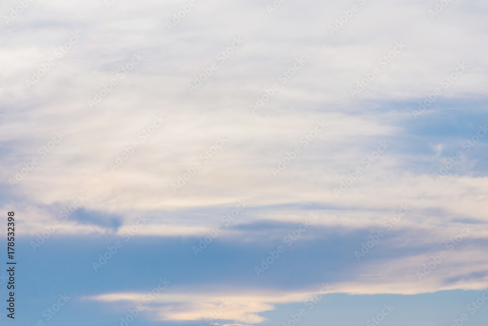 beautiful blue sky background with cloud and sunset light