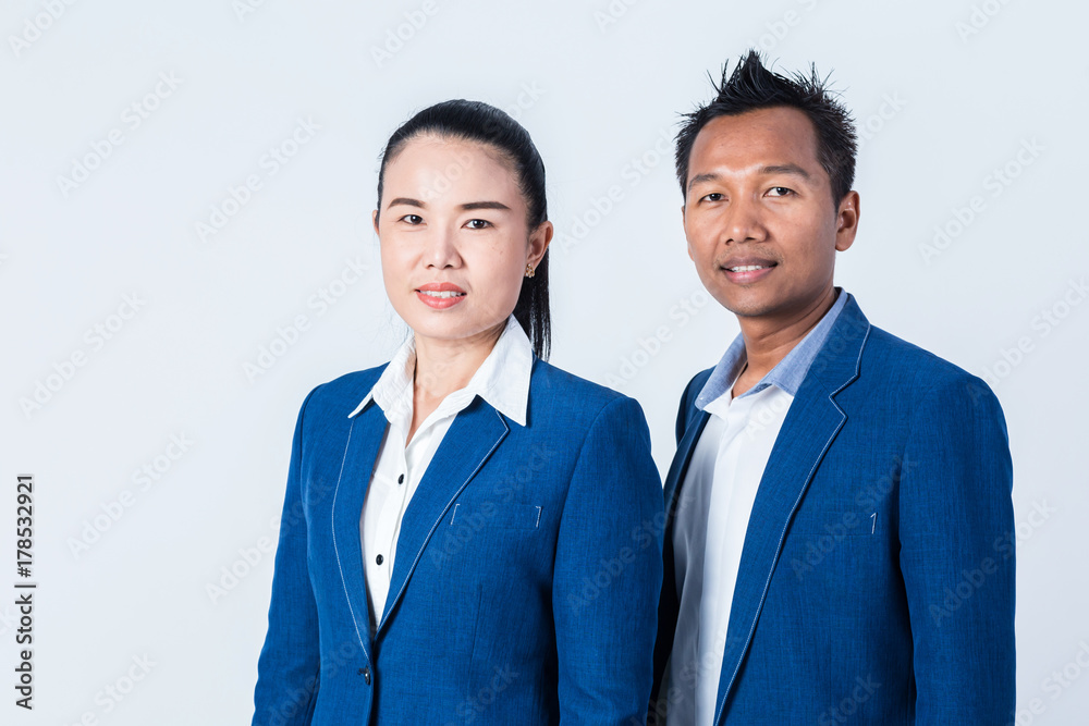 business man and woman portrait on white background business man and woman portrait on white background