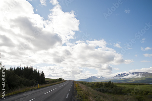 Typical Icelandic landscape, a wild nature of rocks and shrubs, rivers and lakes.