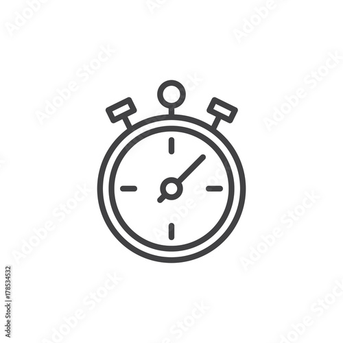 Stopwatch line icon, outline vector sign, linear style pictogram isolated on white. Chronometer symbol, logo illustration. Editable stroke