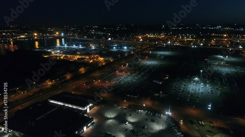 Night Aerial Flight Near Walt Whitman Bridge Philadelphia photo