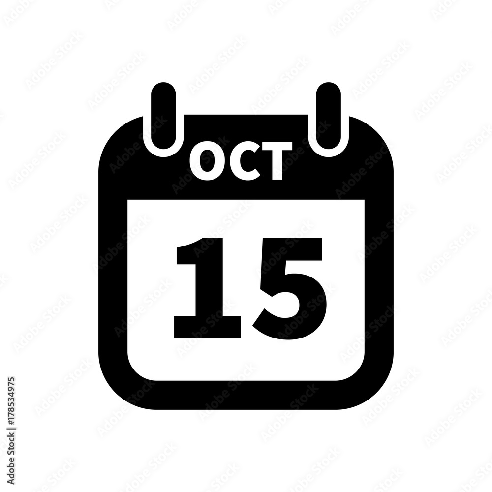 Simple black calendar icon with 15 october date isolated on white Simple black calendar icon with 15 october date isolated on white