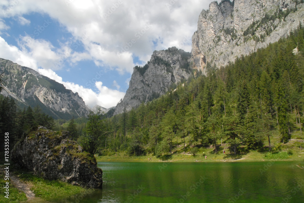 Lakeside of Green lake in the alps, Tragöß, Austria