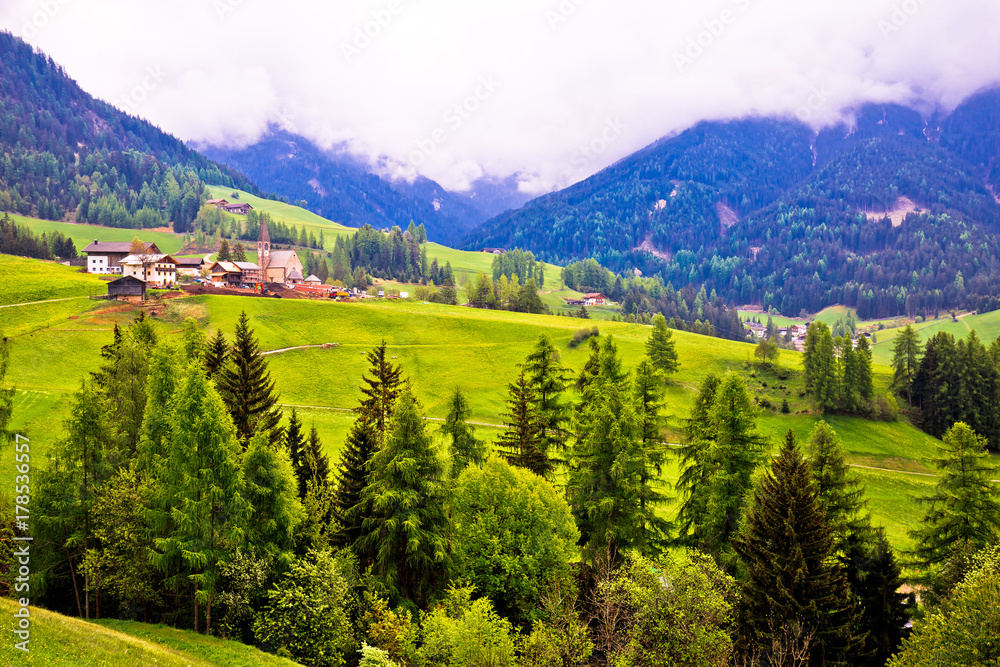 Saint Magdalena alpine village in Val Funes