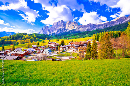 Beautiful landscape of Cortina d' Ampezzo in Dolomites Alps view photo