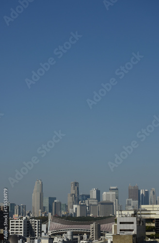 日本の東京都市景観「青空と新宿区の高層ビル群などを望む」 © Ryuji