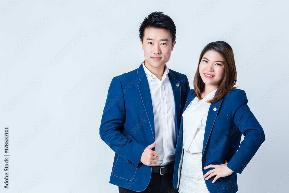business man and woman portrait on white background business man and woman portrait on white background