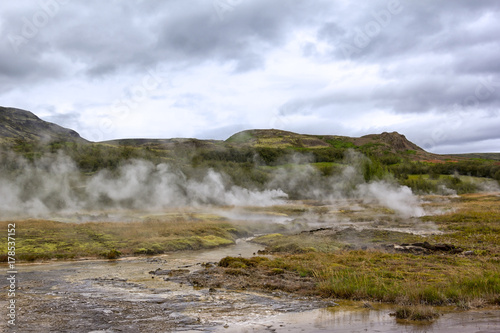Geysir and steam, Iceland.