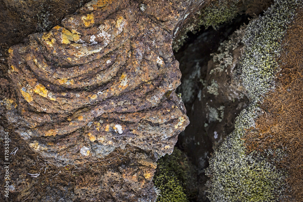 Naklejka premium Cold lava from a historical volcanic eruption