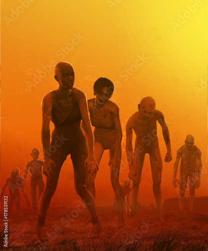 фотографія Zombie Crowd Attack Concept