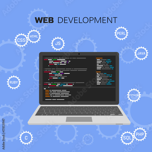 Web development infographic. Programming and coding concept. Vector illustration