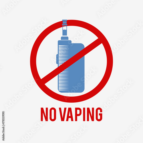 No vaping icon. E-cigarette pictogram on a white background. This sign is used to denote a vaping ban.