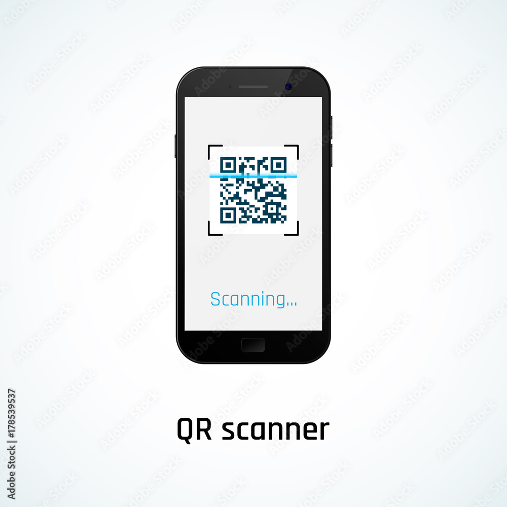 QR code scanning with a mobile phone. Vector illustration QR code scanning with a mobile phone. Vector illustration