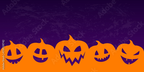 Halloween background with shadow of scary pumpkins - banner with copyspace. Vector.