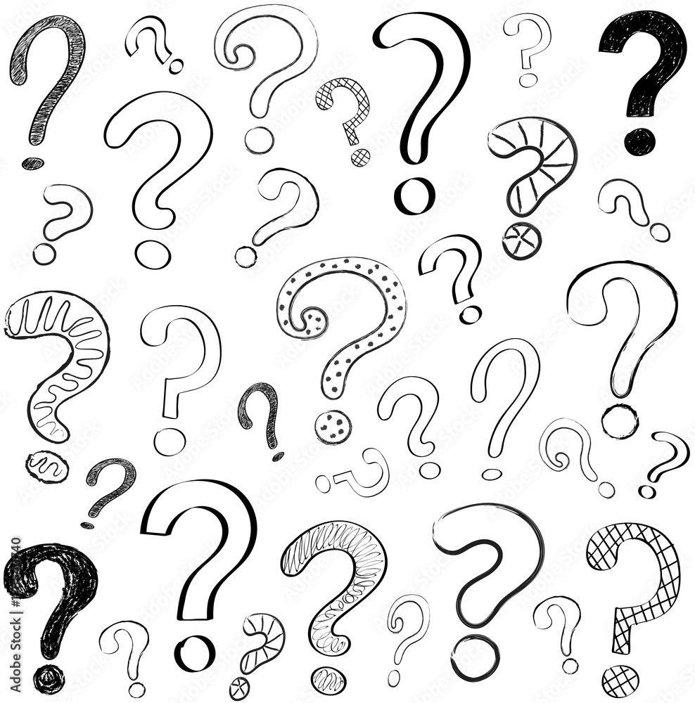 Hand drawn question marks on white background. Vector. Hand drawn question marks on white background. Vector.