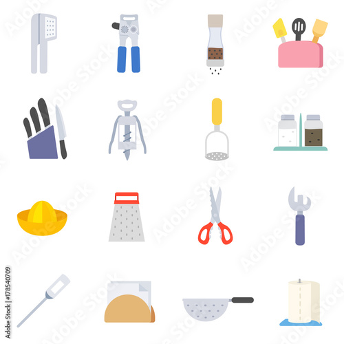 Kitchenware collection. Kitchen tools icons set, cooking tools, utensils.