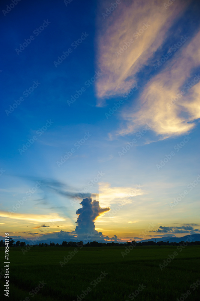 duck head clouds in sunset. Landscape cloud like duck head. duck head clouds in sunset. Landscape cloud like duck head.