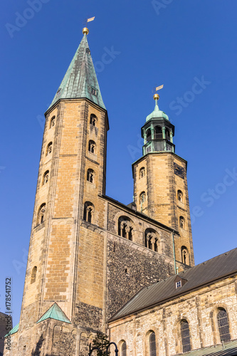 Towers of the Marktkirche church in the center of Goslar