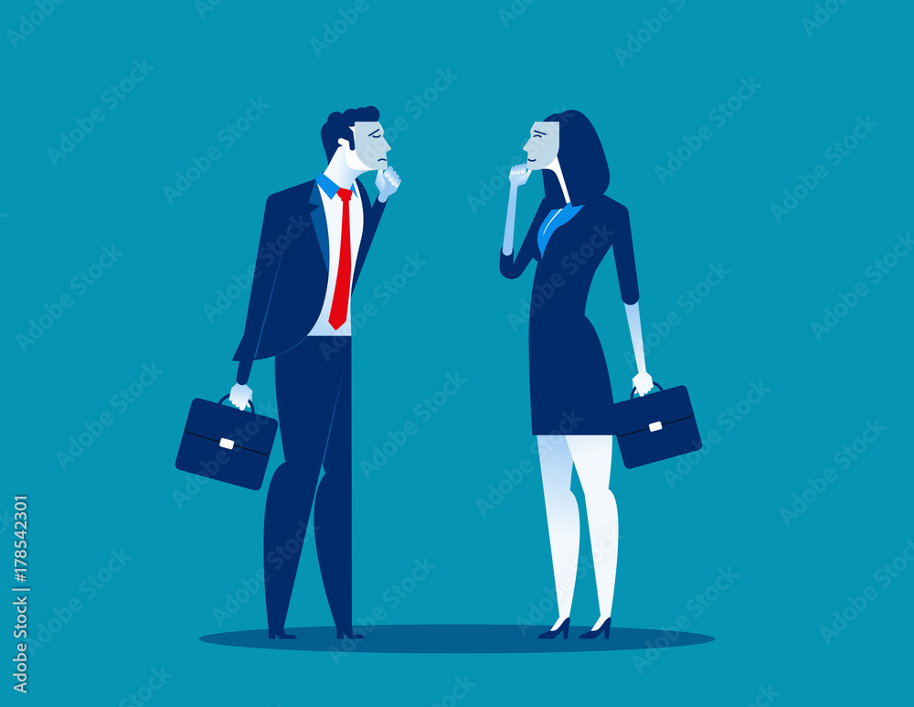 Business people with a smile and sad face. Concept business vector illustration. Flat design style. Business people with a smile and sad face. Concept business vector illustration. Flat design style.