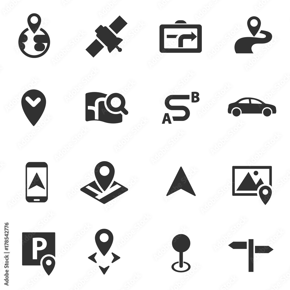 Gps navigation icon set Gps navigation icon set