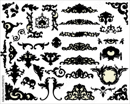 Collection of vector decorative elements on white background