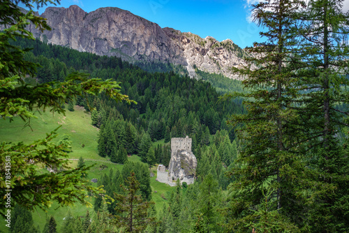 Ruins of Burg Buchenstein Castle - Burg Andraz in Dolomites, Italy photo