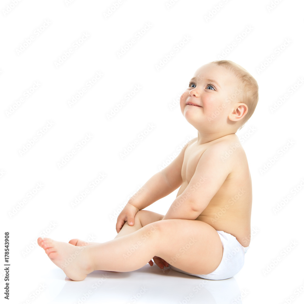 Adorable kid, full length portrait. Portrait of beautiful little girl isolated on white background. Cute child, studio shot.