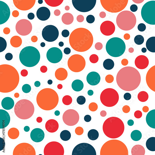 Fototapeta Naklejka Na Ścianę i Meble -  Polka dots seamless texture - simple vector background. Abstract background with colorful circles. Seamless pattern