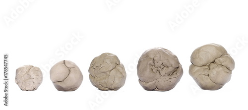 Photography Set grey modelling clay lump shape isolated on white background