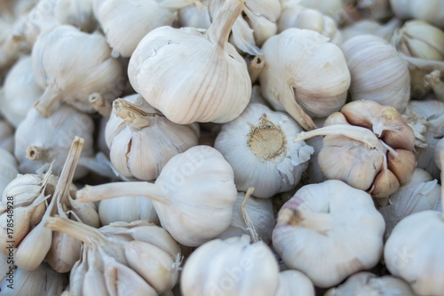 garlic background top view