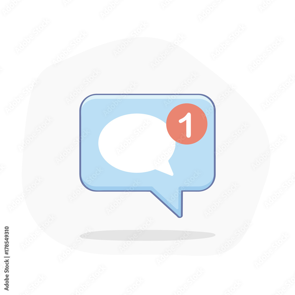 New Message, Dialog, Chat Notification icon vector isolated on white background. Speech Bubble on blue pin. Flat outline design, Push UI element for web and mobile design. New Message, Dialog, Chat Notification icon vector isolated on white background. Speech Bubble on blue pin. Flat outline design, Push UI element for web and mobile design.