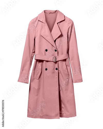 Pale light pink elegant woman autumn coat isolated white